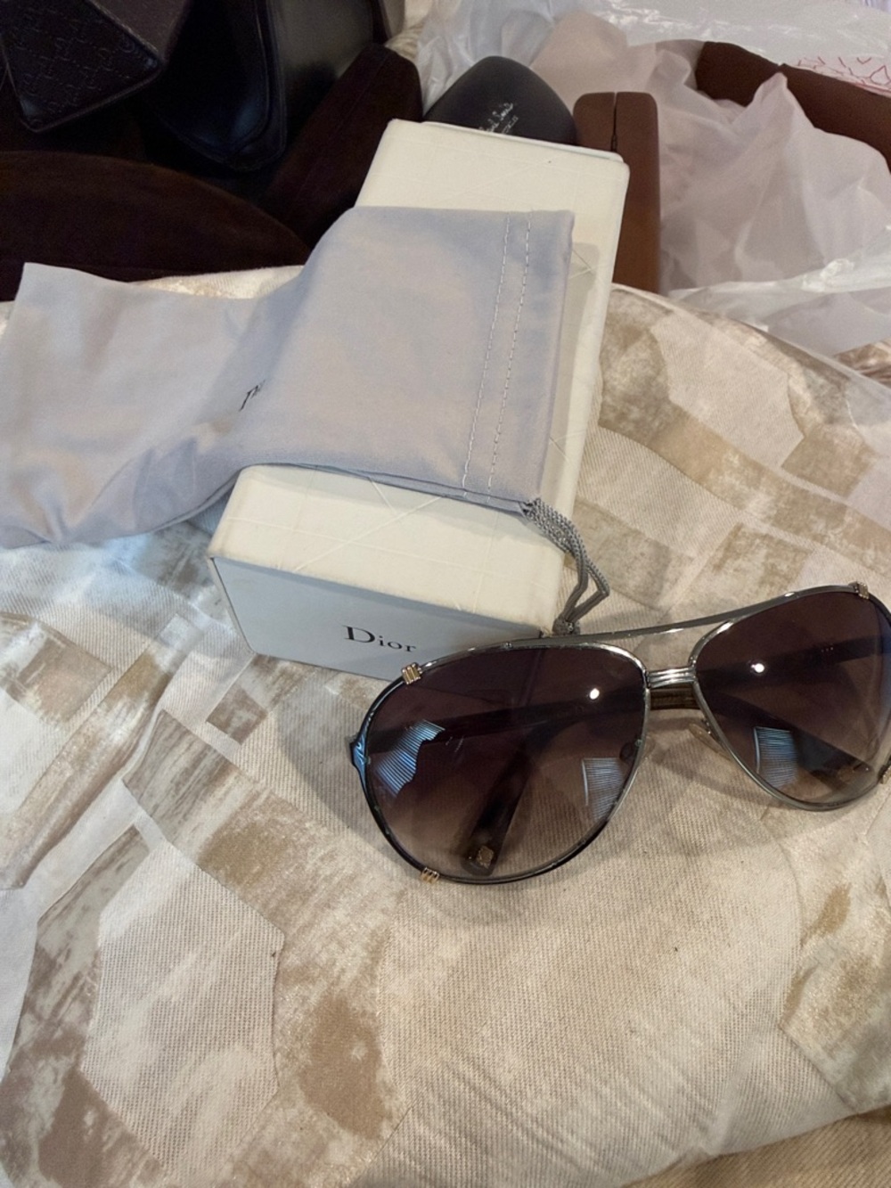 Christian Dior Dior Chicago2 Gold Tone Frame Aviator Sunglasses host pick - Picture 2 of 16